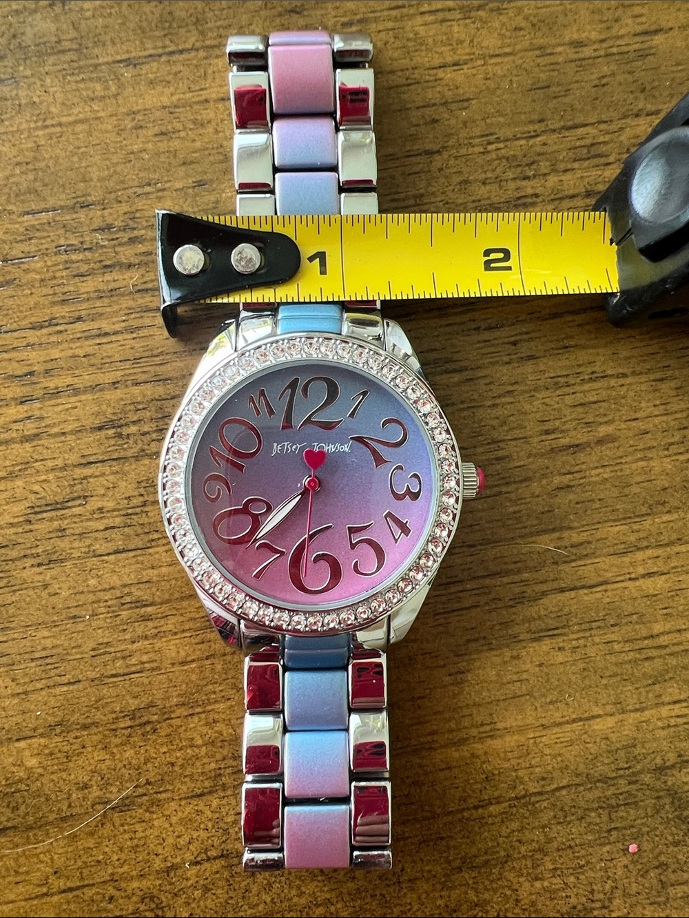 Betsey Johnson Purple-to-Blue Gradient Crystal Bezel Watch - Picture 6 of 11